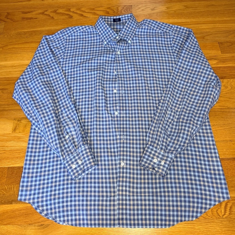 Peter Millar Blue Gingham Button Down Shirt Men’s XL 100% Cotton Classic Fit